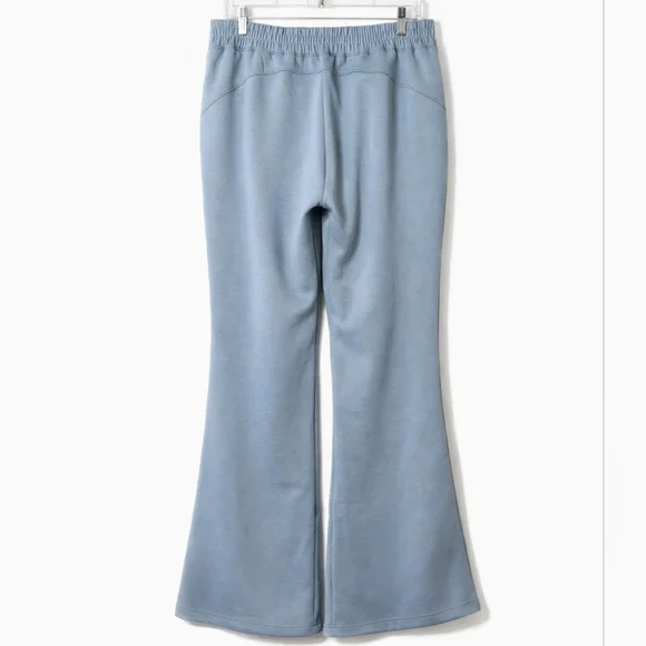 Dear Scarlett Flare Leg Pants 1X Blue Stretch Lounge Modern Casual Relaxed NWT - Picture 3 of 15